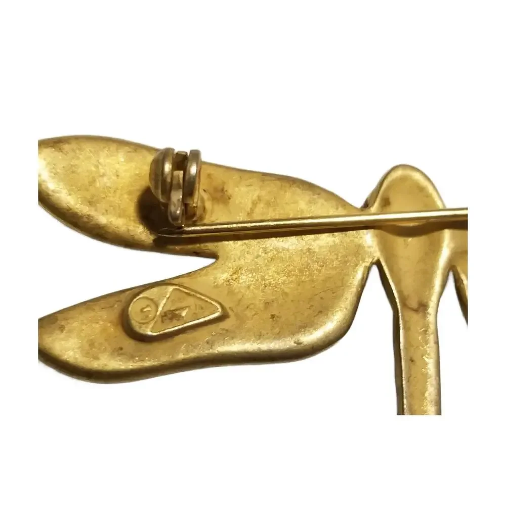 Vintage Enamel & Crystal Dragonfly Brooch 2.25" Wide, Chrysler Museum - Picture 5 of 8